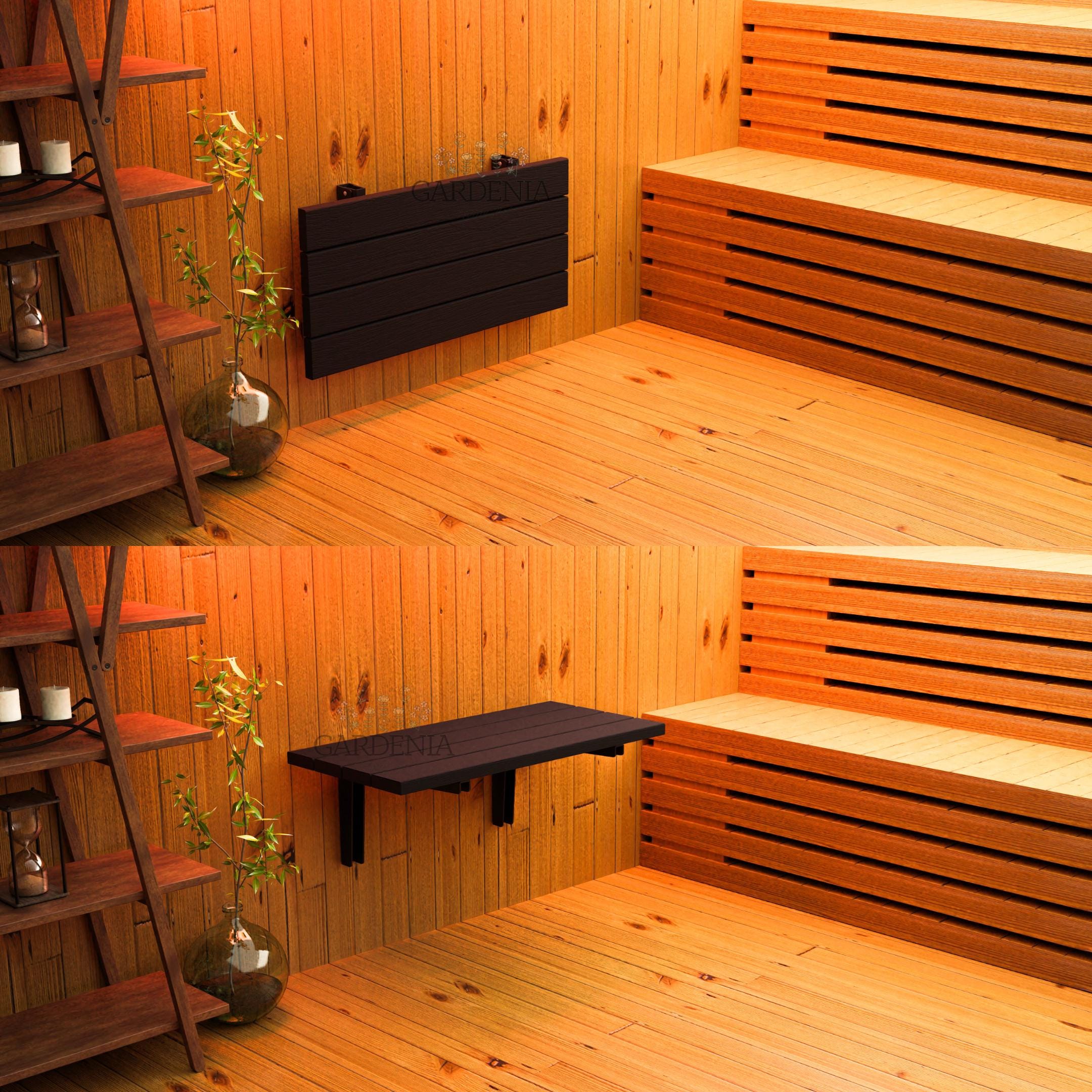 20インチ～50cmの壁掛け式折りたたみ式チーク材製省スペースシャワー