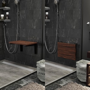 Siège de douche mural pliant en bois de teck, tabouret de bain intérieur fait main, banc imperméable super sûr
