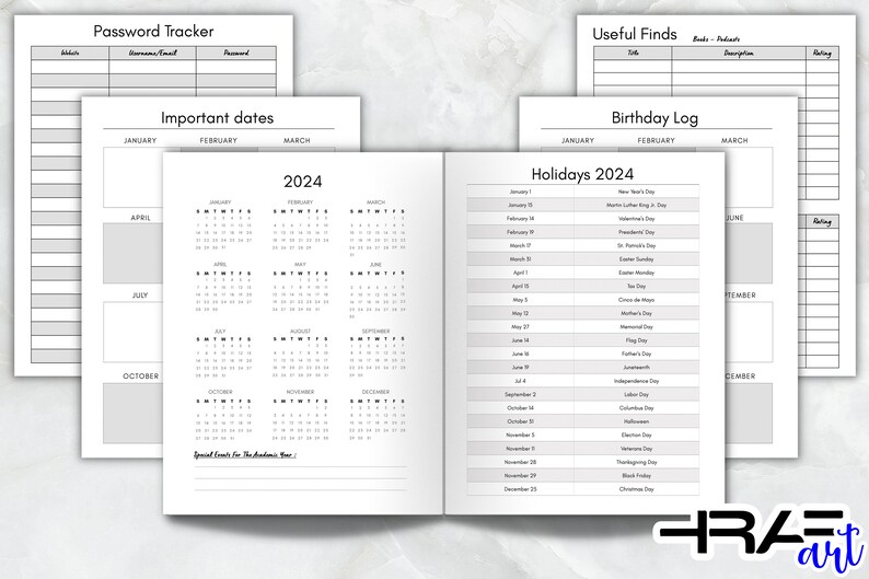 20242025 Monthly Planner Printable Minimalist Dated Month Etsy