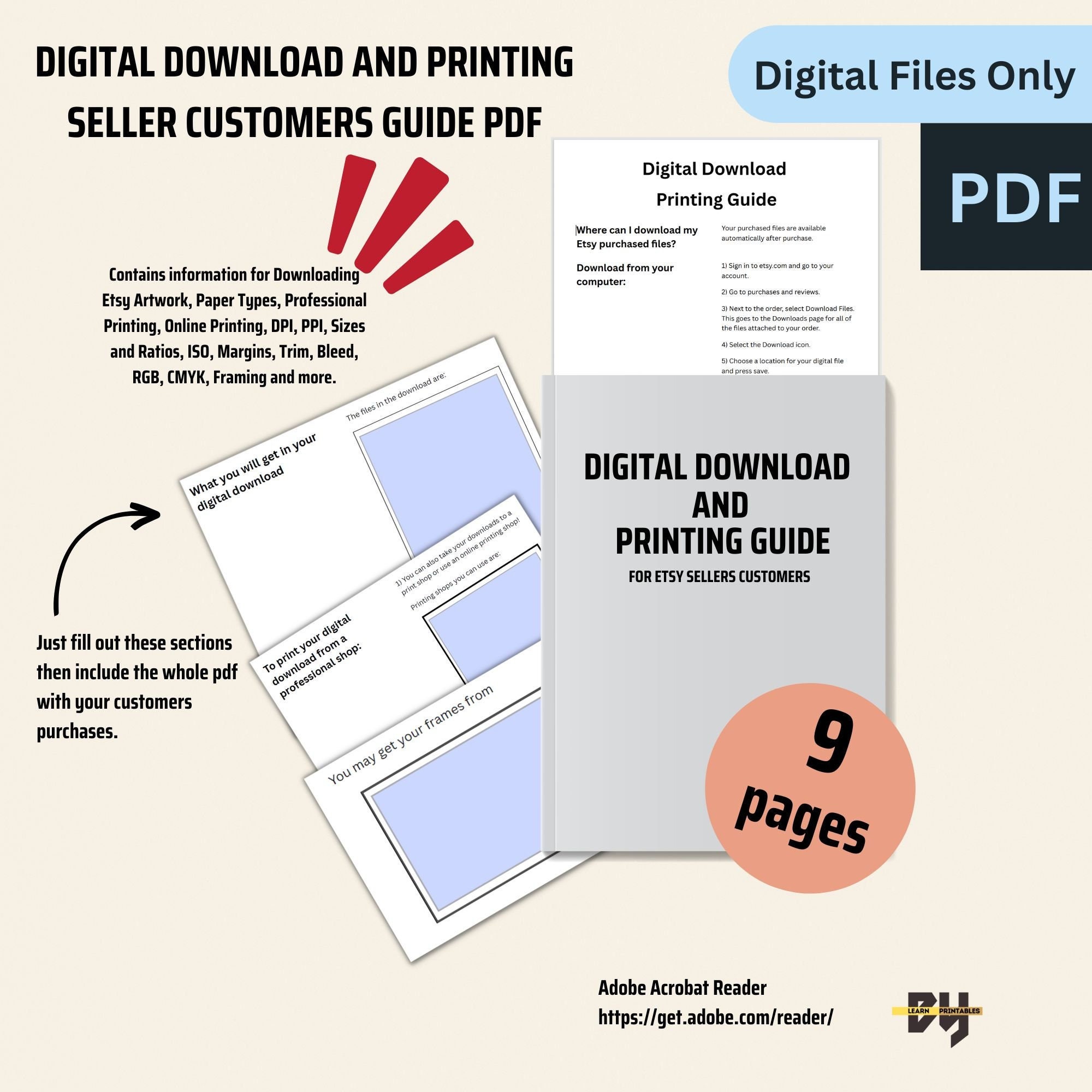 Digital Download and Printing Guide Sellers, Etsy Sellers, Digital