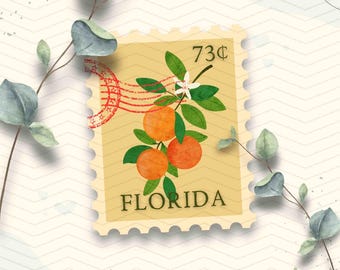Florida Oranges Vinyl Sticker | Florida State Travel Stamp | Laptop Ipad Waterbottle Waterproof Decal Sticker | Glossy Vinyl Travel Sticker