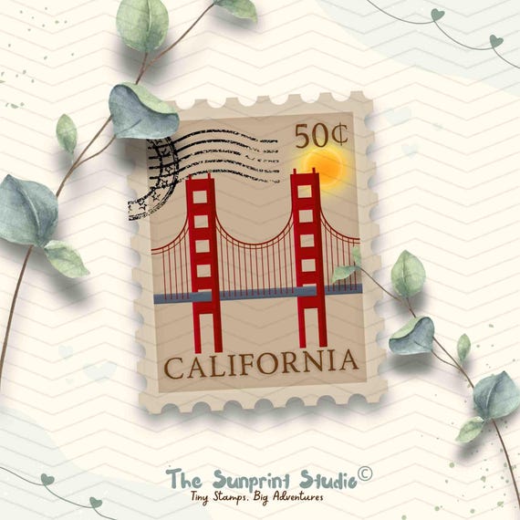 Golden Gate Bridge Vinyl Sticker | California Travel Stamp | Laptop Ipad Waterbottle Waterproof Decal Sticker | Glossy Vinyl Travel Sticker