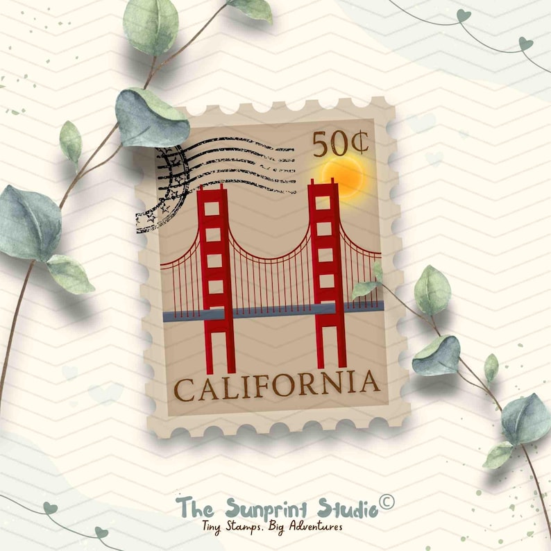 Golden Gate Bridge Vinyl Sticker | California Travel Stamp | Laptop iPad Waterbottle Waterproof Decal Sticker | Glossy Vinyl Travel Sticker imagem 1