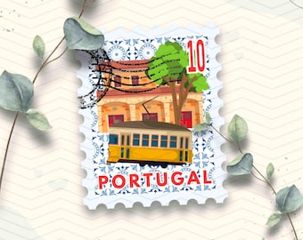 Portugal Travel Stamp Vinyl Sticker |  Lisbon Portugal Stamp Sticker | Laptop Ipad Waterbottle Glossy Water Resistant Decal