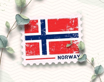 Norway Travel Stamp Vinyl Sticker | Norwegian Flag Stamp Sticker | Laptop Ipad Waterbottle Journal Glossy Waterproof Decal