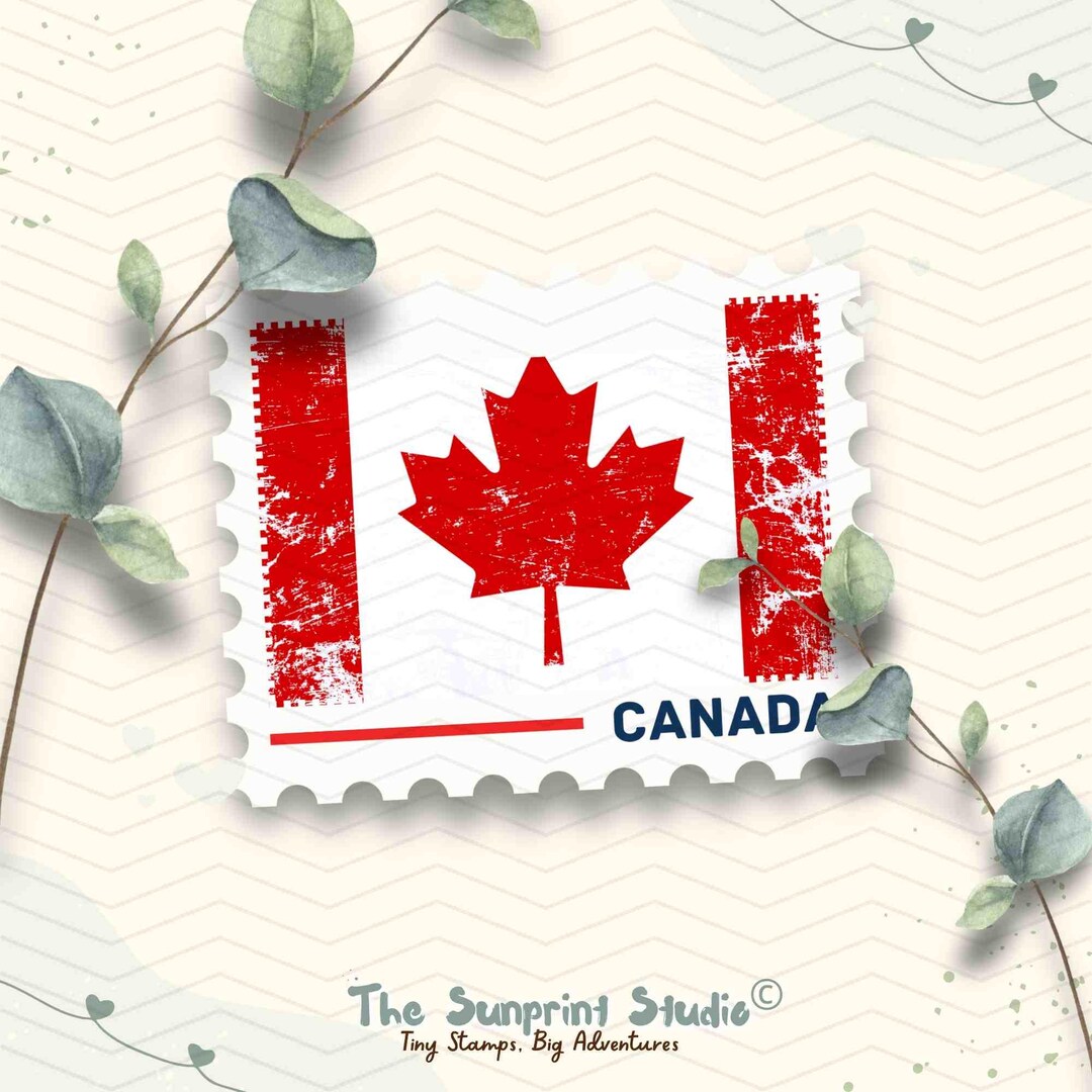 Canada Travel Stamp Vinyl Sticker | Canadian Flag Stamp Sticker ...