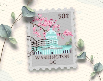 Washington DC Vinyl Sticker | Washington DC Capitol Stamp | Laptop Ipad Waterbottle Waterproof Decal Sticker | Glossy Vinyl Travel Sticker