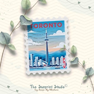 Toronto Canada Travel Stamp Vinyl Sticker | Toronto CN Tower Stamp Sticker | Laptop Waterbottle Ipad Kindle Glossy Waterproof Decal