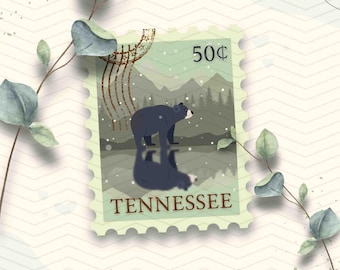Tennessee Black Bear Smoky Mountain Vinyl Sticker | Tennessee State Travel Stamp | Laptop Ipad Waterbottle Waterproof Vinyl Travel Sticker