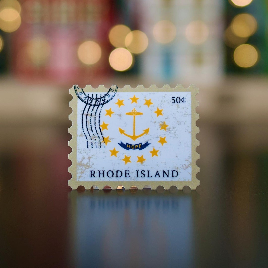 Rhode Island State Flag Vinyl Sticker | RI Vintage Postage Stamp ...