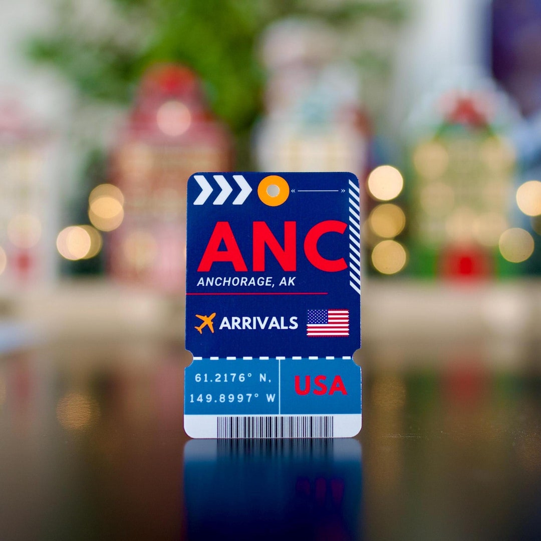Anchorage ANC Airport Luggage Tag Sticker | Boarding Pass Travel ...