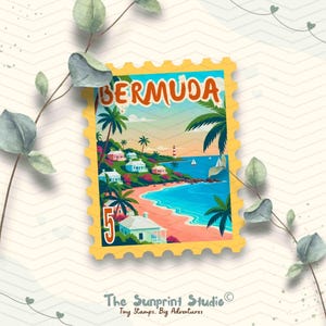 Bermuda Travel Stamp Vinyl Sticker |  Bermuda Beach Stamp Sticker | Laptop Ipad Journal Waterbottle Glossy Waterproof Decal