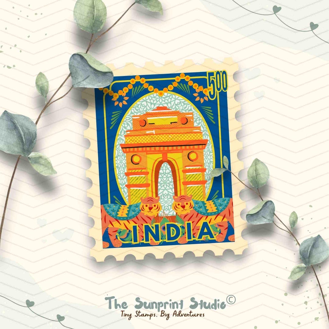 India Origin Sticker India Travel Stamp Vinyl Sticker | India Gate Begal Tiger Travel Stamp ...
