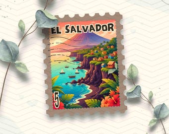 El Salvador Travel Stamp Vinyl Sticker | El Salvador Landscape | Laptop Waterbottle Ipad Kindle Journal Scrapbook Glossy Waterproof Decal