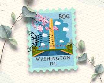 Washington DC Vinyl Sticker | Washington National Mall Stamp | Laptop Ipad Waterbottle Waterproof Decal | Glossy Vinyl Travel Sticker
