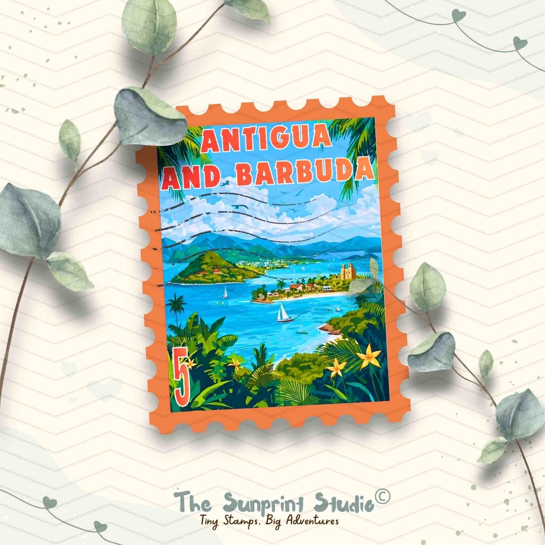 Antigua and Barbuda Travel Stamp Vinyl Sticker | Laptop iPad ...