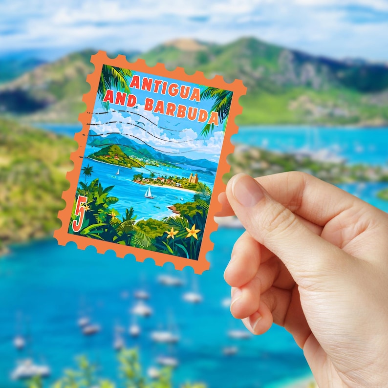 Antigua and Barbuda Travel Stamp Vinyl Sticker | Laptop iPad ...