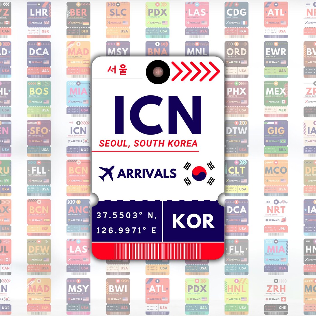 Icn Sticker Example Seoul ICN Airport Luggage Tag Sticker Boarding Pass Travel Sticker ...