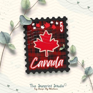 Canada Travel Stamp Vinyl Sticker | Canada Maple Leaf Flag Stamp Sticker | Laptop Ipad Waterbottle Kindle Glossy Waterproof Decal