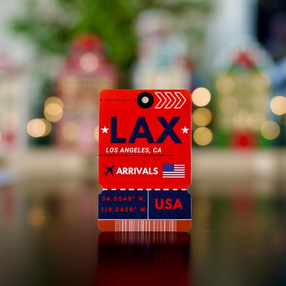 Los Angeles LAX Airport Luggage Tag Sticker | Boarding Pass Travel Sticker | Laptop Ipad Waterbottle Waterproof Laminated Vinyl Sticker