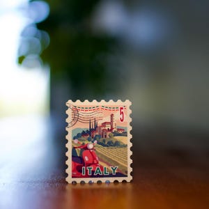 Italy Travel Stamp Vinyl Sticker | Italian Vespa Vineyard Landscape ...