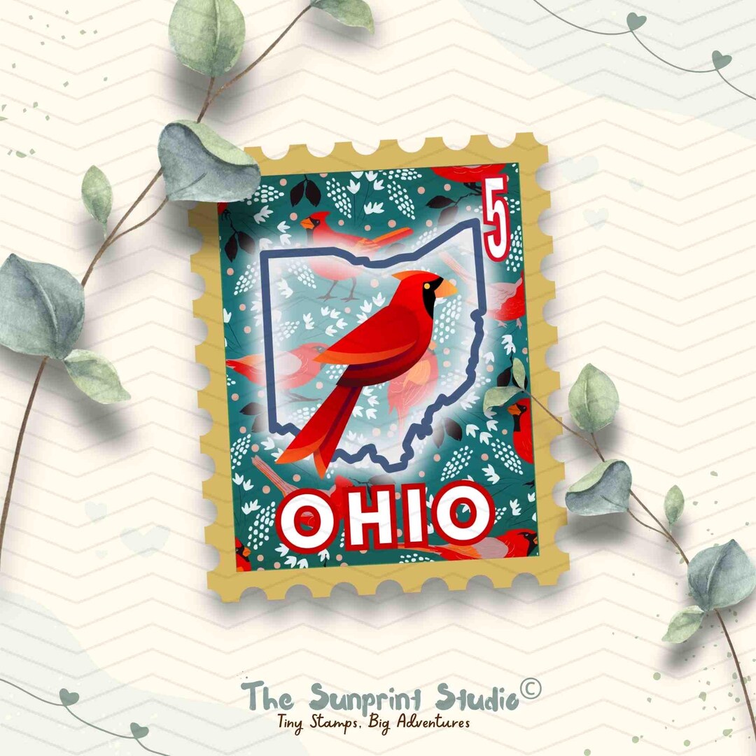 Script Ohio Computer Sticker Ohio Vinyl Sticker | Ohio Map State Bird Travel Stamp | Laptop iPad ...