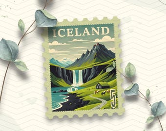 Iceland Travel Stamp Vinyl Sticker | Cute Iceland Stamp Sticker | Laptop Ipad Planner Journal Kindle Waterbottle Glossy Waterproof Decal
