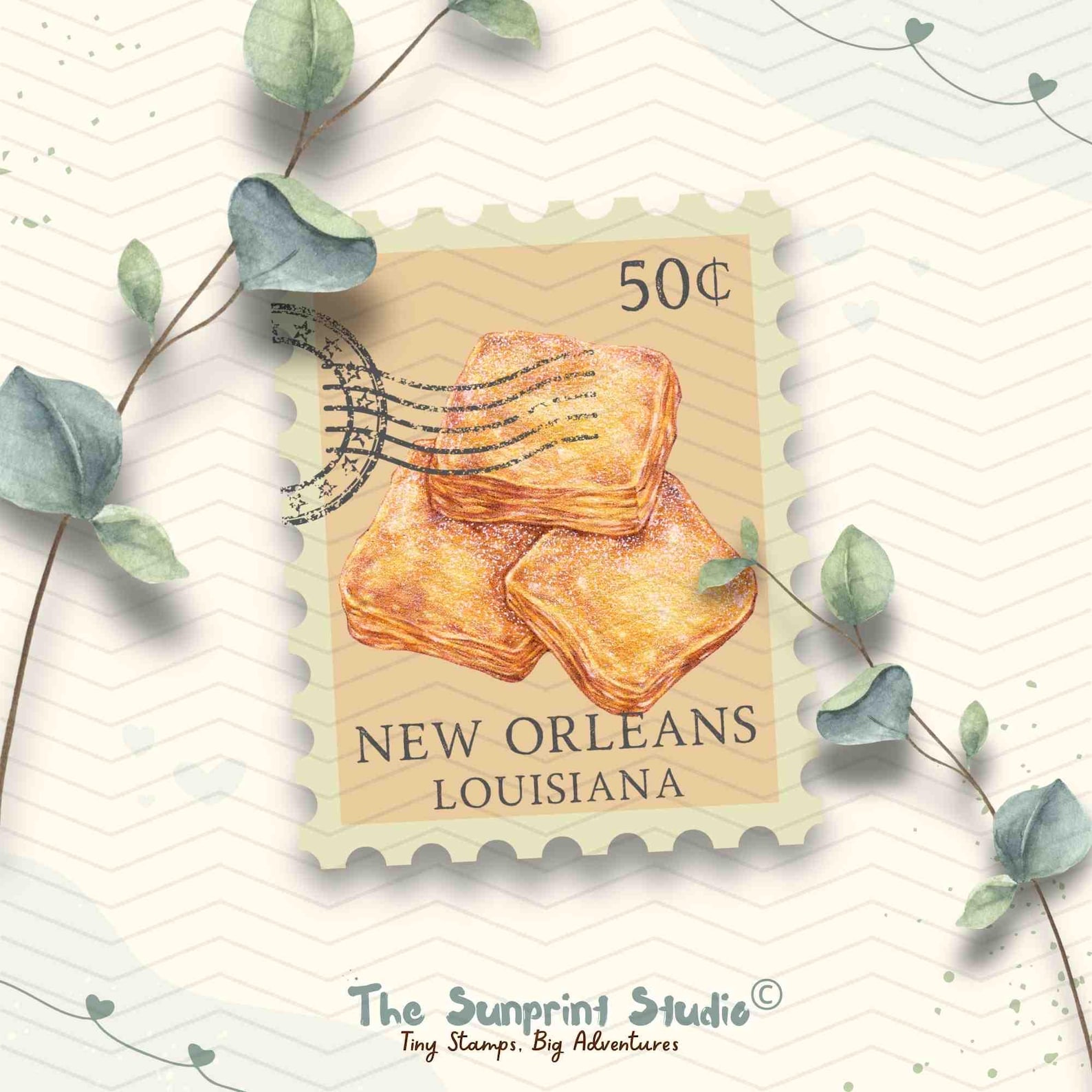 New Orleans Beignet Vinyl Sticker | Louisian Travel Stamp | Laptop iPad ...