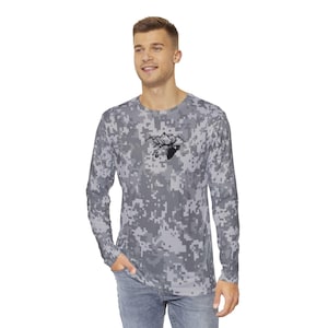 DigitaIl Camo Elk Grau-Herren Langarmshirt (AOP)