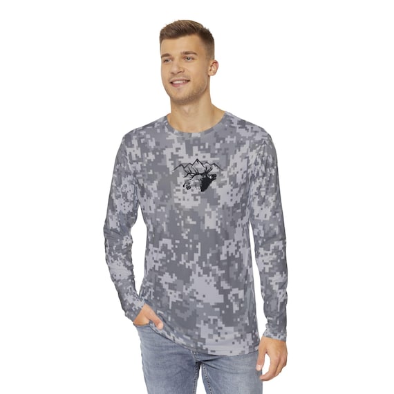 DigitaIl Camo Elk Grey-Men's Long Sleeve Shirt (AOP)