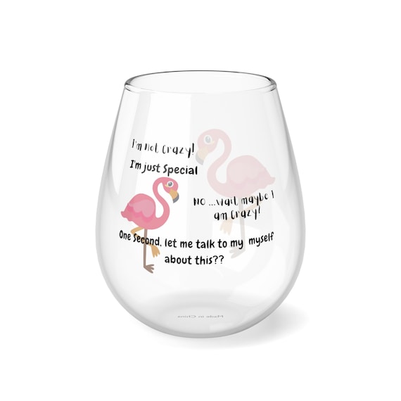 Crazy Flamingos-Stemless Wine Glass, 11.75oz