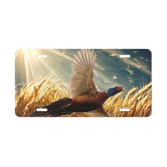 Vanity Plate, Pheasant Theme Car Accessory, Wildlife License Plate, Farmhouse Decor, Bird Lover Gift, Rustic Auto Tag, Country Style License