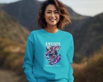 Alien Sweatshirt, Anxious Excapping My Reality Sweatshirt, Aesthetic Graphic Design Sweatshirt, Mental Health Anxiety Sweatshirt