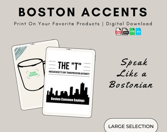 Funny Boston Common Sayings: "The T" - New England Slang Dialect Speak Accent Lingo Words Phrases Translations Meanings - Novelty