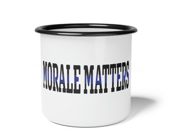 Thin Blue Line Morale Matters Police Gift Enamel Coffee Cup