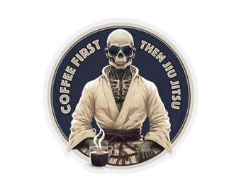 Coffee First, Jiu Jitsu Then Sticker - Funny BJJ Vinyl Decal