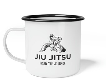 Jiu Jitsu Enamel Mug, Enjoy the Journey, Martial Arts Gift