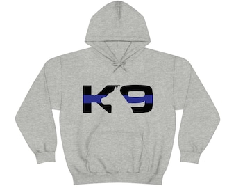 Police K9 Thin Blue Line Hoodie, Unisex Cotton-Blend Sweatshirt