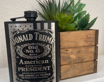 President Donald Trump 8 oz Hip Flask with Mini Funnel - Republican Gift