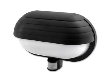 Weatherproof Bulkhead Light with PIR, E27 - Black