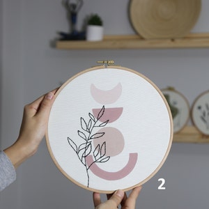 Floral Embroidery Hoop Art Set of 3 10 Boho Design Wall Decor for Living Room, Bedroom, Entryway, Office Botanical Style Home Gift Design 2