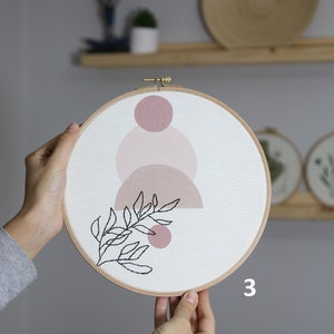 Floral Embroidery Hoop Art Set of 3 10 Boho Design Wall Decor for Living Room, Bedroom, Entryway, Office Botanical Style Home Gift Design 3