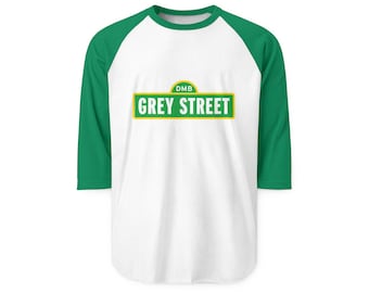 Grey Street DMB Street Sign Tee, Dave Matthews Band Unisex 3/4 Sleeve Raglan Shirt, Music Fan Gift, Concert Apparel, Vintage Inspired Top