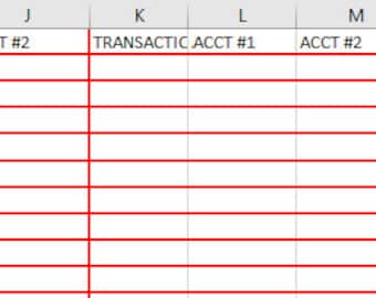 May include: A spreadsheet with financial data, including dates, deposits, transactions, and balances. The data is organized in columns and rows, with green and red highlighting. The total balance is highlighted in green.