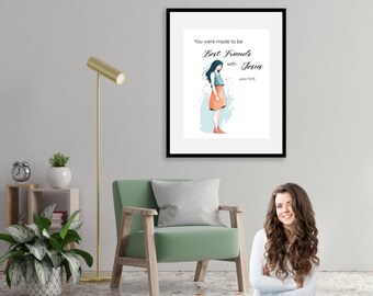 Christian Teen Girl Wall Art – Inspirational Scripture Prints for Girls – Faith Based Decor – Tween & Teen Room Printable in 5 sizes