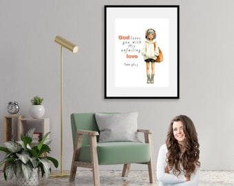 Christian Teen Girl Wall Art – Inspirational Scripture Prints for Girls – Faith Based Decor – Tween & Teen Room Printable in 5 sizes
