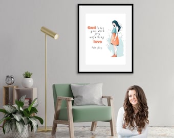 Christian Teen Girl Wall Art – Inspirational Scripture Prints for Girls – Faith Based Decor – Tween & Teen Room Printable in 5 sizes