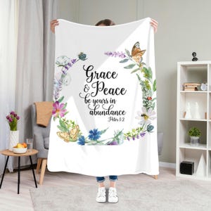 Peter 1:2 Fleece Blanket - Comforting Gift for Home, Cozy Decor, Bible Verse, Grace & Peace Design, Ideal for Relaxation, Christian Gifts