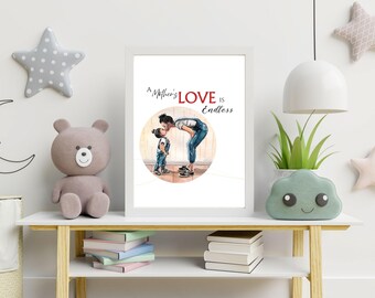 A Mother’s Love Is Endless Digital Wall Art Gift for Mothers Home Decor