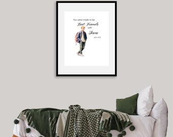 Christian Teen Boy Wall Art – Inspirational Scripture Prints for Boys – Faith-Based Decor – Tween & Teen Room Printable for guys in 5 Sizes